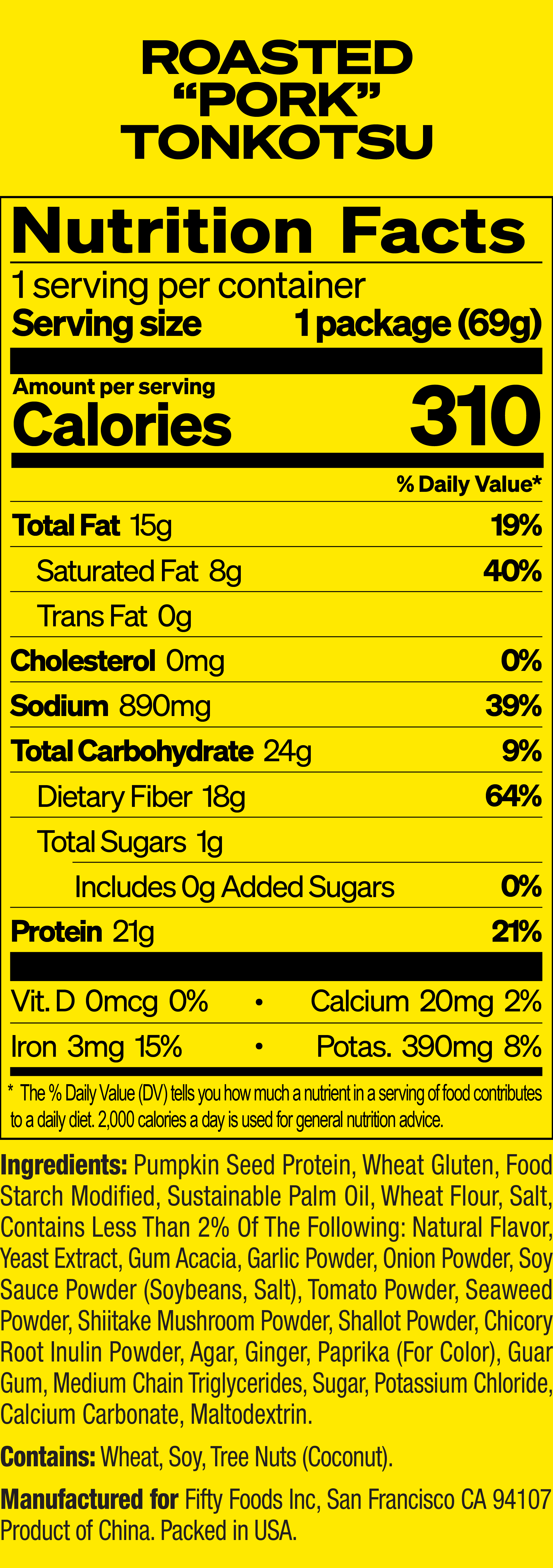 Roasted Pork Tonkotsu Nutrition Facts